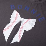 Personalisierte Multicolor Baseball Coquette Bow 100% Baumwolle Damen T-Shirt mit Namen Geburtstag Team Spiel Geschenk für Baseball-Sport-Liebhaber