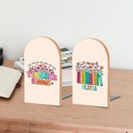 Sujetalibros personalizados de madera con nombre y letras florales 1 par Regalo de vuelta al cole para profesores