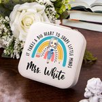 Personalized It Takes A Big Heart To Shape Little Minds Rainbow Jewelry Case Birthday Back to School Gift for Teacher