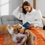 Personalized Paw Fish Bone Pet Photo Collages Soft Throw Blanket with Name Birthday Memorial Gift for Dog Cat Pet Lovers