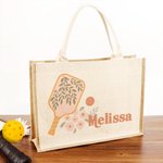 Personalisierte Retro Blume Pickleball Paddles Jute Tasche mit Namen Tote Bag Pickleball Team Match Day Geburtstag Geschenk für Frauen