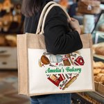 Sac à Main en Toile de Jute Personnalisé avec Texte Style Outils de Cuisine Sac de Grande Capacité Cadeau Anniversaire pour Amoureux de Cuisine