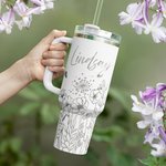 Personalisierte Multi-Color-Schmetterling Blume 40oz Becher mit Namen und Strohhalm Muttertag Geschenk für sie