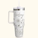 Personalisierte Multi-Color-Schmetterling Blume 40oz Becher mit Namen und Strohhalm Muttertag Geschenk für sie