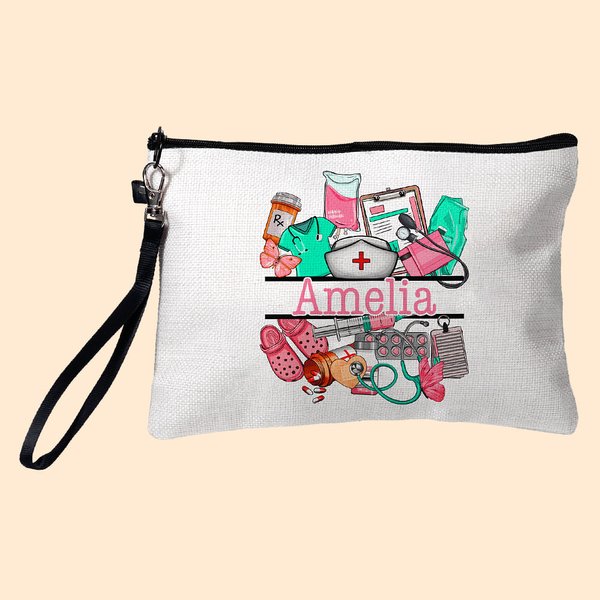 Personliga medicinska element Linnesminkväska med namn och armband Uppskattning Gradering Gåva till sjuksköterska Medicinsk personal Student