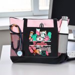 Personalisierte Geräumige Medizin Motiv Canvas-Tragetasche mit Namen Anerkennung Graduierung Geschenk für Krankenschwester Arzt Pflegekraft