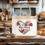Sac à Main en Toile de Jute Personnalisé avec Texte Style Outils de Cuisine Sac de Grande Capacité Cadeau Anniversaire pour Amoureux de Cuisine