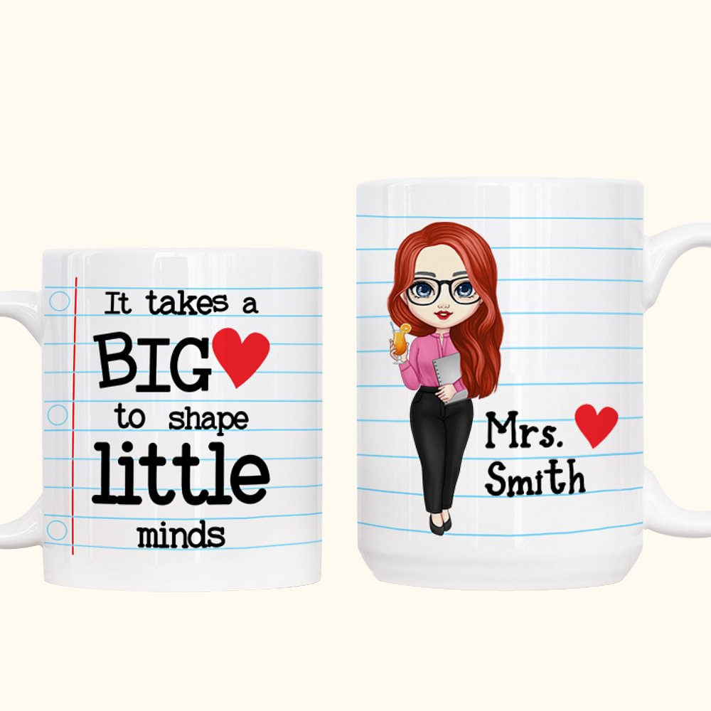 Tasse à Café en Céramique Personnalisée avec Dessin et Nom de l'Enseignante Cadeau de Remerciement Rentrée Scolaire pour Femme