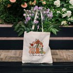 Personalized Retro Wildflowers MRS. Canvas Tote Bag with Name Teacher Appreciation Bridal Shower Wedding Gift for Women