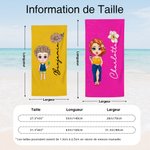 Serviette de Plage Personnalisée avec Personnage Fleur de Naissance et Nom Linge à Séchage Rapide Cadeau Vacances Été pour Famille Ami