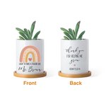 Personalised Lucky To Have A Teacher Like You Rainbow Ceramic Plant Pot with Bamboo Base and Name Appreciation Birthday Gift for Teacher