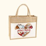 Sac à Main en Toile de Jute Personnalisé avec Texte Style Outils de Cuisine Sac de Grande Capacité Cadeau Anniversaire pour Amoureux de Cuisine