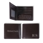 Portefeuille en Cuir pour Homme Personnalisé avec Initiale Nom Texte Gravé Cadeau Anniversaire Fête des Pères