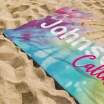 Personalisiertes Überdimensionales Buntes Batik-Strandtuch mit Namen Schnell Trocknend Saugfähig Geburtstag Sommer Urlaub Party Geschenk für sie