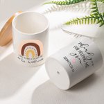 Personalised Lucky To Have A Teacher Like You Rainbow Ceramic Plant Pot with Bamboo Base and Name Appreciation Birthday Gift for Teacher