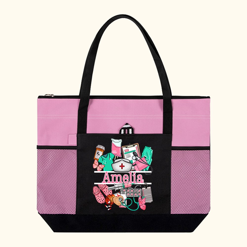 Sac en Toile Personnalisé avec Nom Sac à Thème Médical de Grande Capacité Cadeau de Remerciement pour Infirmière Étudiante Médicale