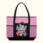 Personalisierte Geräumige Medizin Motiv Canvas-Tragetasche mit Namen Anerkennung Graduierung Geschenk für Krankenschwester Arzt Pflegekraft