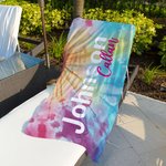 Personalisiertes Überdimensionales Buntes Batik-Strandtuch mit Namen Schnell Trocknend Saugfähig Geburtstag Sommer Urlaub Party Geschenk für sie