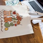 Personalized Retro Wildflowers MRS. Canvas Tote Bag with Name Teacher Appreciation Bridal Shower Wedding Gift for Women