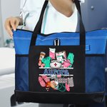 Personalisierte Geräumige Medizin Motiv Canvas-Tragetasche mit Namen Anerkennung Graduierung Geschenk für Krankenschwester Arzt Pflegekraft