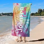 Personalisiertes Überdimensionales Buntes Batik-Strandtuch mit Namen Schnell Trocknend Saugfähig Geburtstag Sommer Urlaub Party Geschenk für sie