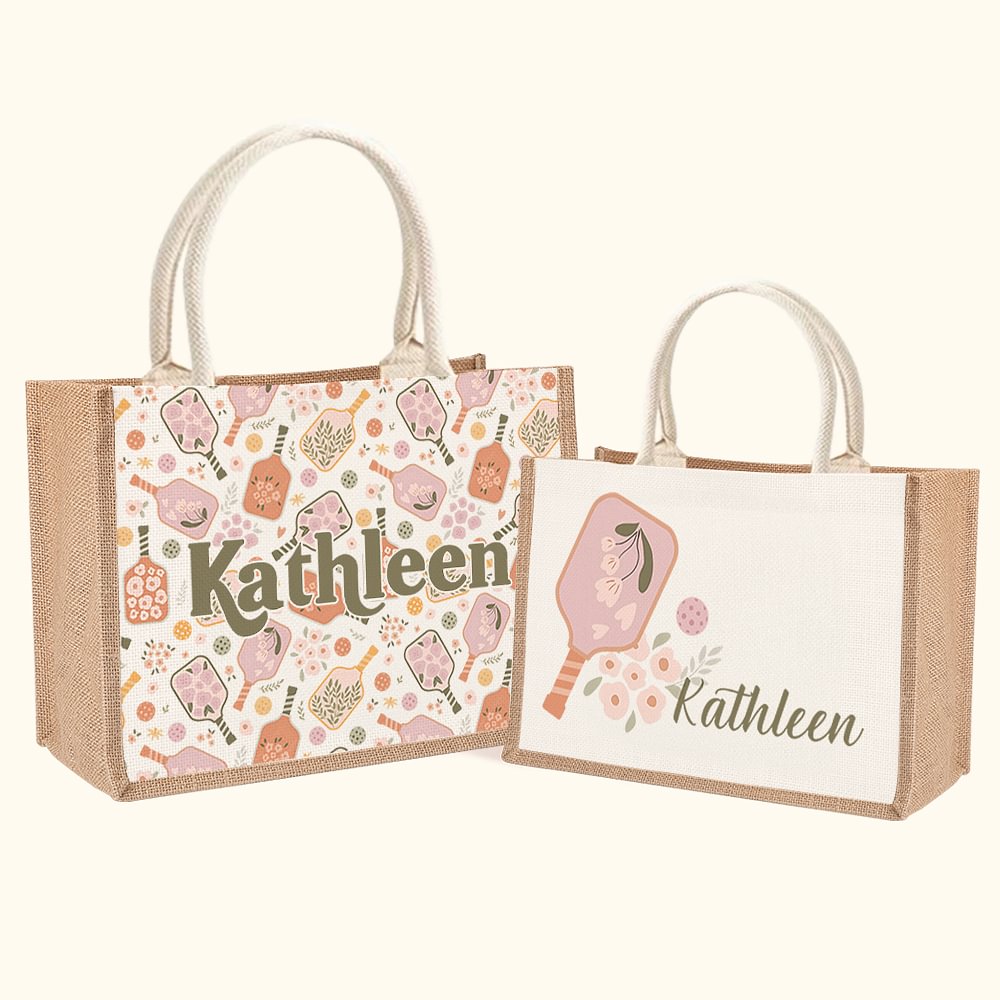 Personalizzato Retro Flower Pickleball Paddles Borsa di iuta con nome Pickleball Team Match Day Regalo di compleanno per le donne