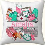 Personalized Medical-Themed Design Multicolour Throw Pillow Cover with Name Appreciation Nurse Week Gift for Nurse Doctor Medical Staff