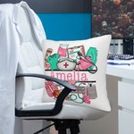 Personalized Medical-Themed Design Multicolour Throw Pillow Cover with Name Appreciation Nurse Week Gift for Nurse Doctor Medical Staff