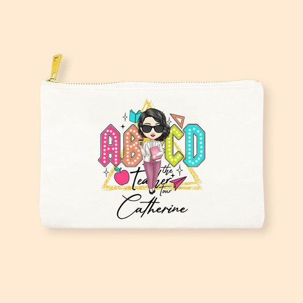 Personalisierte bunte Der Lehrer Tour Schreibwaren Make-up Tasche mit Namen Dankbarkeit zurück zu Schule Geschenk für Lehrer