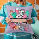 Personalized Medical-Themed Design Multicolour Throw Pillow Cover with Name Appreciation Nurse Week Gift for Nurse Doctor Medical Staff