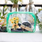 Personalisierte Geburt Blumenstrauß klar Make-up Tasche mit Reißverschluss und Name wasserdicht Reisezubehör Geburtstag Brautjungfer Party Geschenk fü