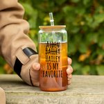 Verre Canette Givré Personnalisé avec 2-7 Noms des Enfants Gobelet avec Couvercle et Paille Cadeau Anniversaire Thanksgiving pour Famille