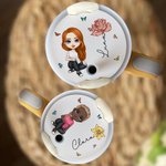 Personalizzato Cartoon Girl donne nascita fiore Tumbler nome Tag coperchio Topper per 20 oz a 40 oz Stanley Tumbler Accessorio regalo di compleanno pe
