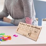 Personalisierte Heute fühle ich mich Stimmung Holzschild mit eingraviertem Text Schreibtisch Dekor geistige Gesundheit Geschenk für Autismus Psycholog