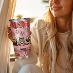 Personalized Cute Paw Dog Cat 20oz 1-6 Names Tumbler with Straw and Brush Birthday Gift for Pet Lovers