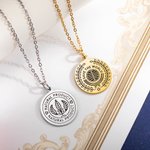 Personalized Engraved College High School Logo Disc Pendant Necklace Anniversary Graduation Back to School Gift for Graduate Student