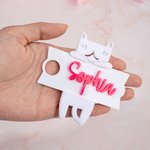 Personalized Cute Cat Glitter Tumbler Name Tag Plate Acrylic Lid Topper Accessory for Stanley Cup Birthday Gift for Cat Lovers