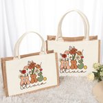 Personalised Retro Wildflowers MRS. Jute Tote Bag with Name Bridal Shower Teacher’s Day Gift for Women