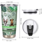 Personalized Cute Paw Dog Cat 20oz 1-6 Names Tumbler with Straw and Brush Birthday Gift for Pet Lovers