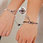 Personalised Infinite Photo Projection Bracelet Set of 2 with Magnetic Heart Charm Birthday Anniversary Gift for Couple