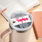 Personalized Cute Cat Glitter Tumbler Name Tag Plate Acrylic Lid Topper Accessory for Stanley Cup Birthday Gift for Cat Lovers