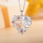 Personalized Two-Tone Grandmother Granddaughter Rose Heart Necklace with Birthstone Birthday Mother’s Day Gift for Her
