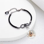 Personalised Infinite Photo Projection Bracelet Set of 2 with Magnetic Heart Charm Birthday Anniversary Gift for Couple