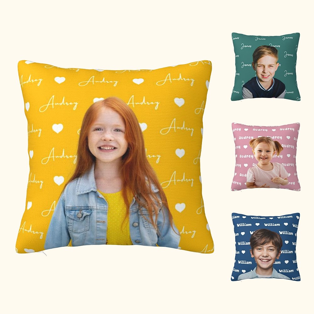 Taie de Coussin Personnalisée avec Photo et Nom Décoration Intérieure Multicolore Cadeau Fête Anniversaire pour Famille
