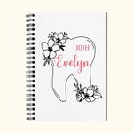Cuaderno de espiral A5 personalizado con título y nombre Diente Floral Regalo de graduación para dentistas