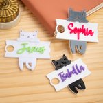Personalized Cute Cat Glitter Tumbler Name Tag Plate Acrylic Lid Topper Accessory for Stanley Cup Birthday Gift for Cat Lovers