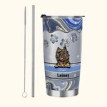 Personalized Cute Paw Dog Cat 20oz 1-6 Names Tumbler with Straw and Brush Birthday Gift for Pet Lovers