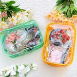 Personalisierte Geburt Blumenstrauß klar Make-up Tasche mit Reißverschluss und Name wasserdicht Reisezubehör Geburtstag Brautjungfer Party Geschenk fü