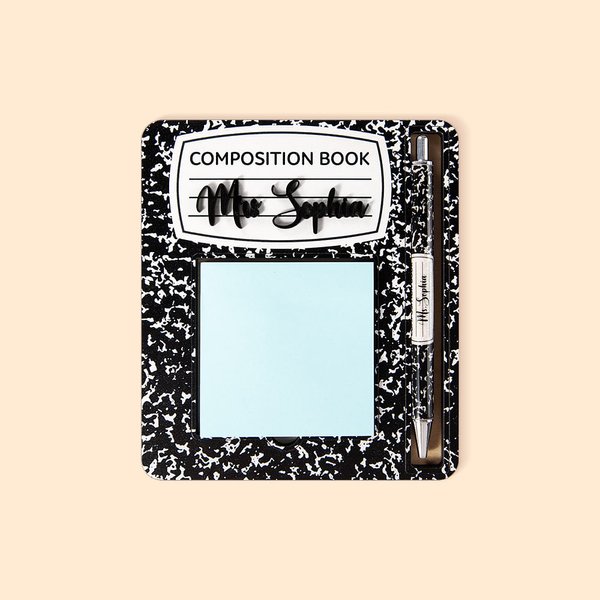 Personalisierte Bleistift Buntstift Notebook Zusammensetzung Buch Haftnotiz hölzernen Halter mit Stift und Stift Steckplatz Anerkennung Geschenk für L