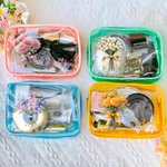 Personalisierte Geburt Blumenstrauß klar Make-up Tasche mit Reißverschluss und Name wasserdicht Reisezubehör Geburtstag Brautjungfer Party Geschenk fü